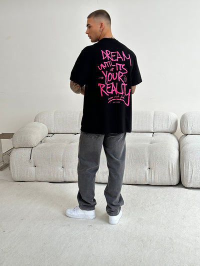 T-Shirt 'Dream' Zwart met roze