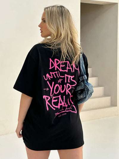 T-Shirt 'Dream' Zwart met roze