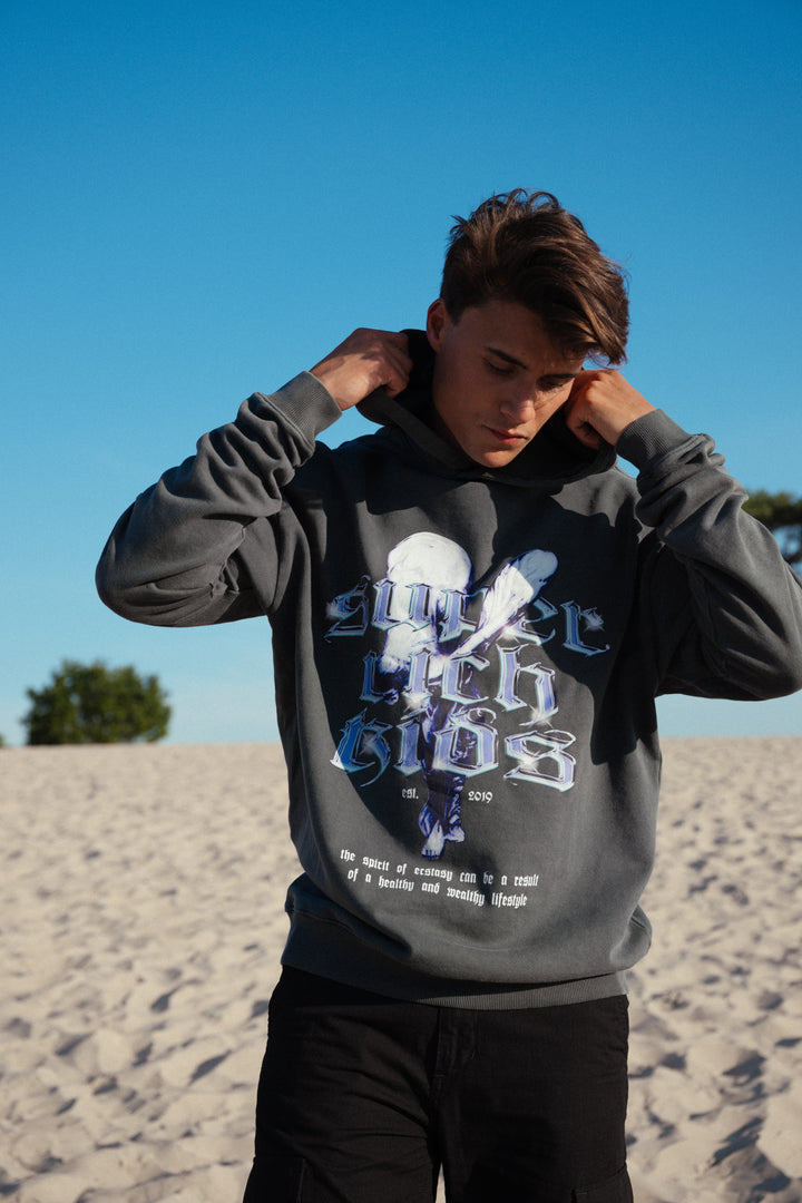 Hoodie 'Spirit of Ecstacy' Acid Wash Grey
