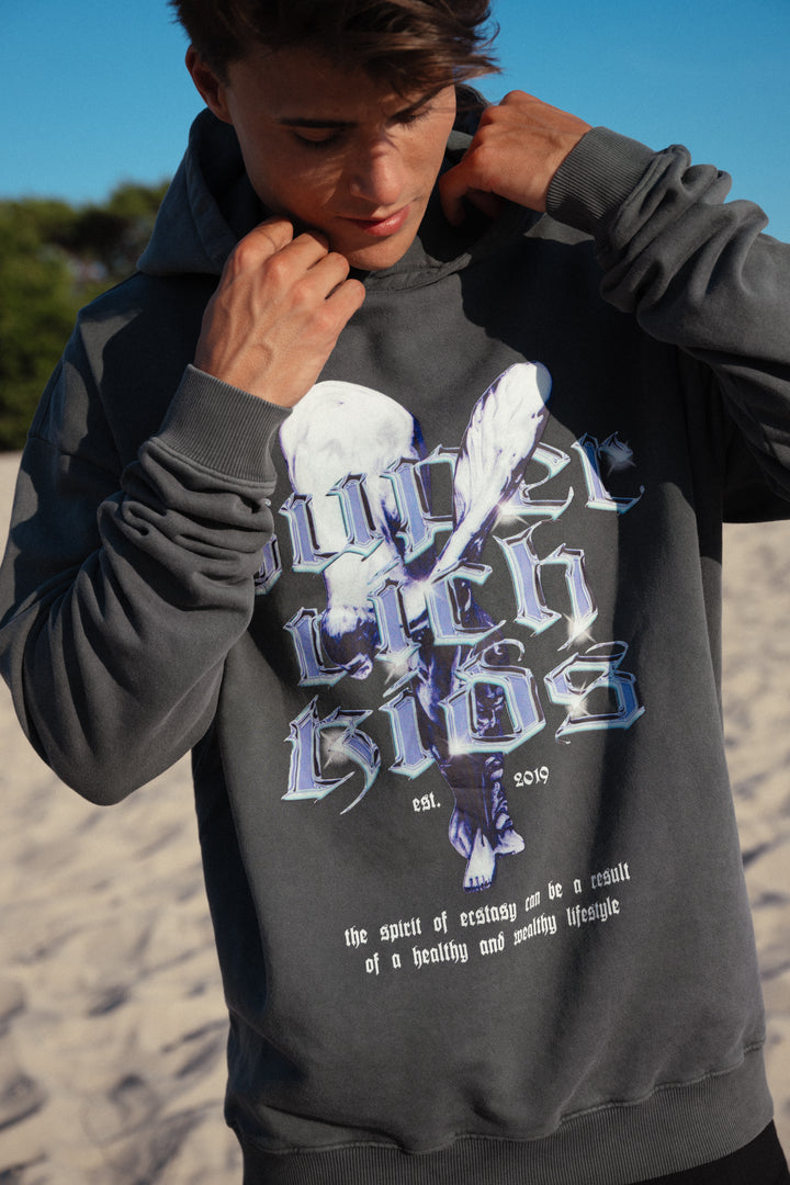 Hoodie 'Spirit of Ecstacy' Acid Wash Grey