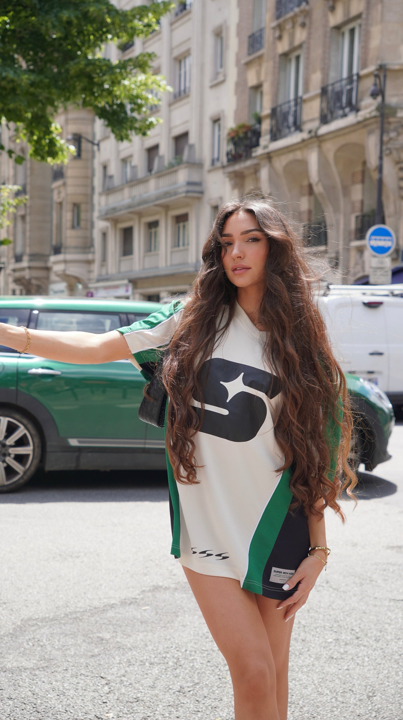 'City' Jersey T-Shirt  Green & Off white