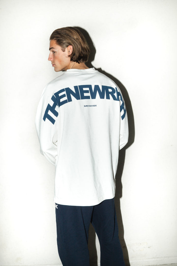 'THE NEW RICH' Longsleeve tee ‘Off white & Navy’