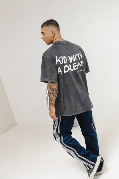 T-Shirt 'Kid With a Dream' Acid Wash Grey