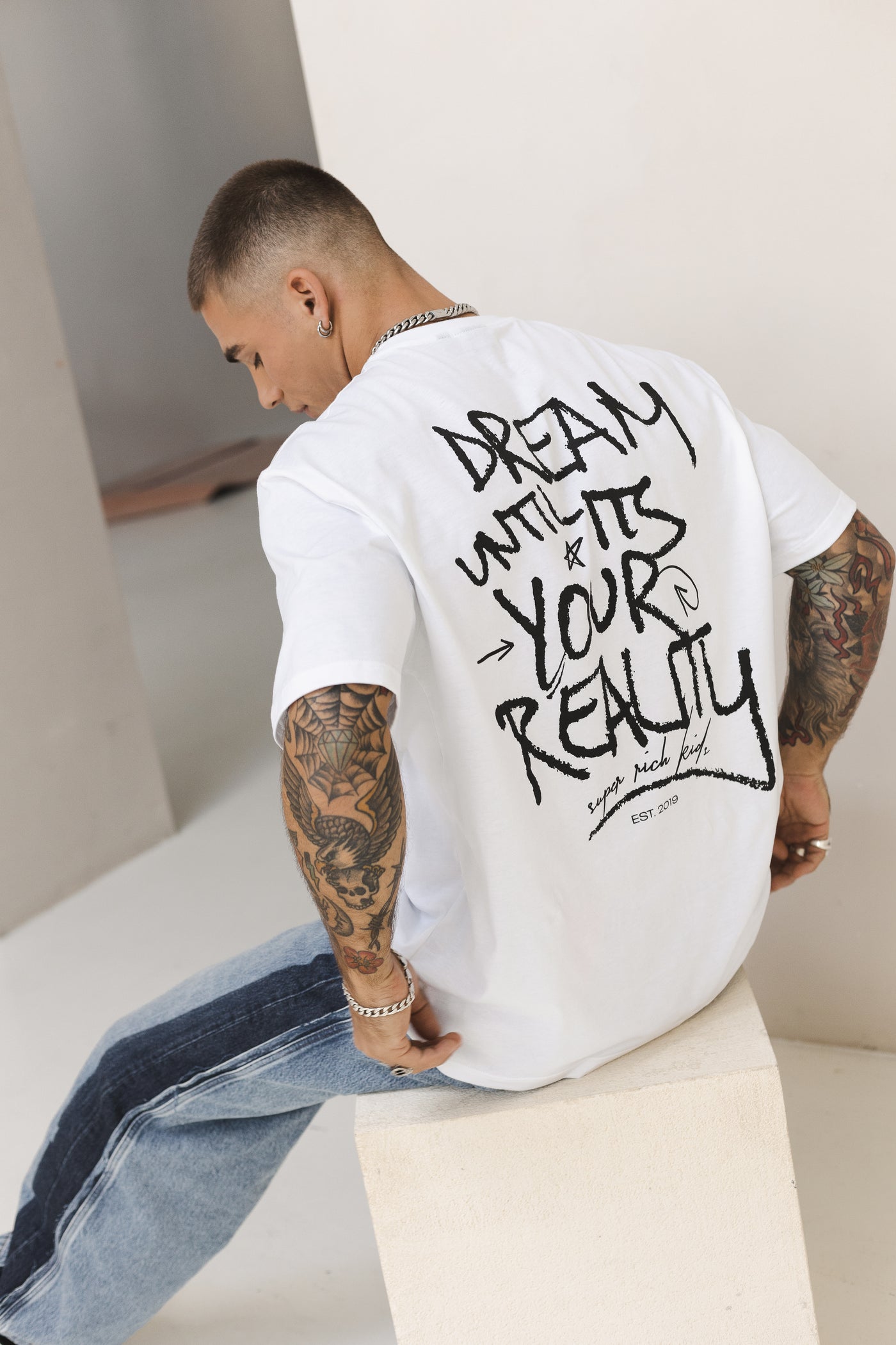 T-Shirt 'Dream' Wit met zwart