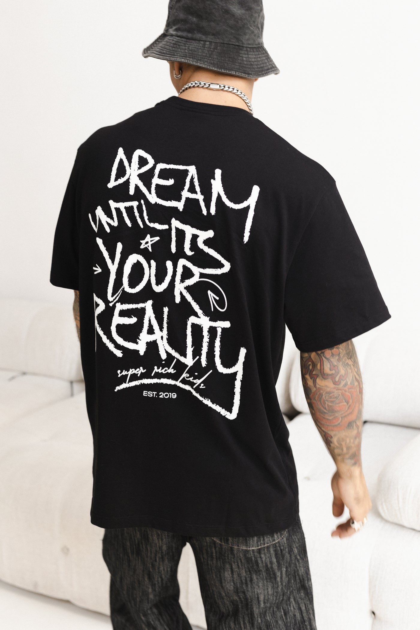 T-Shirt 'Dream' Zwart met wit