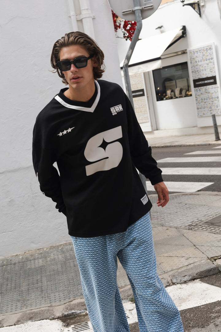 SRK 'PARIS' Oversized Jersey Black & White