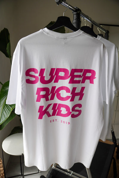 Super Rich Kids T-Shirt wit met roze