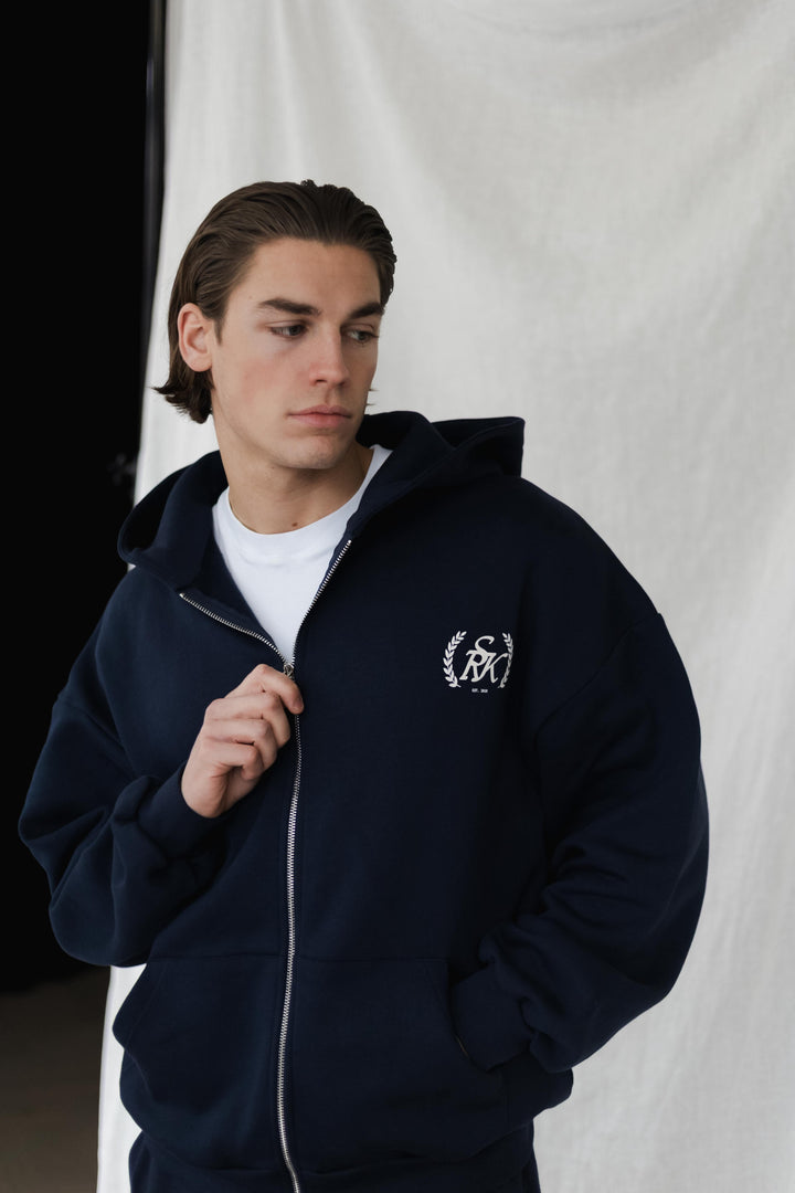 'The New Rich' Zip up Hoodie 'Navy'