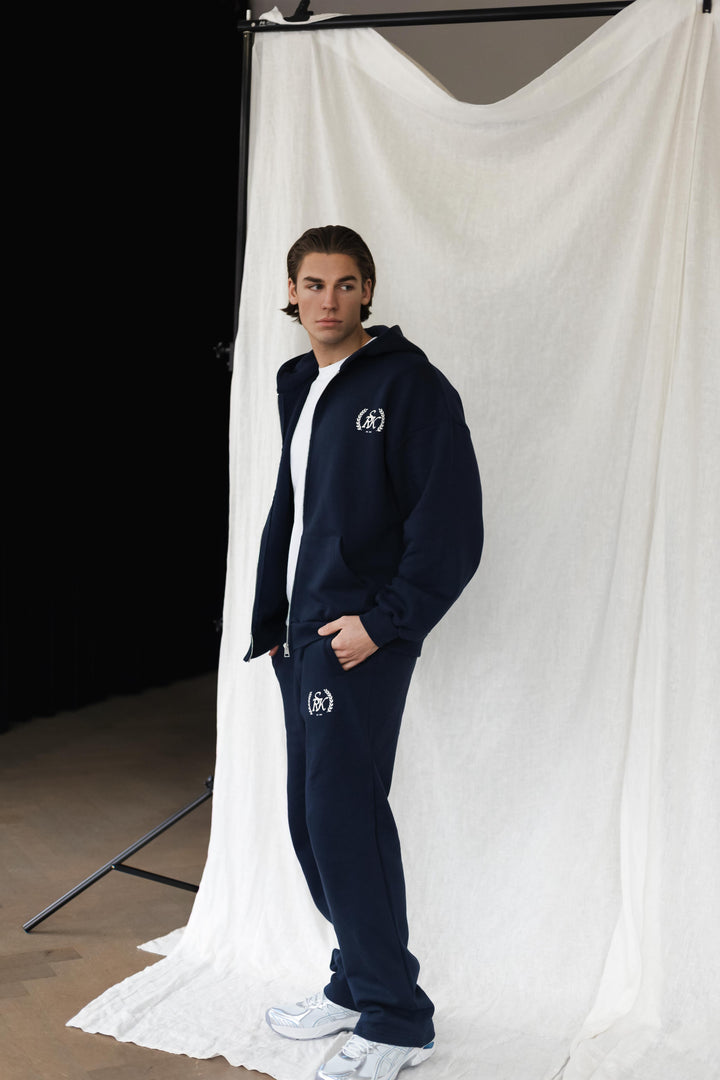 'The New Rich' Zip up Hoodie 'Navy'