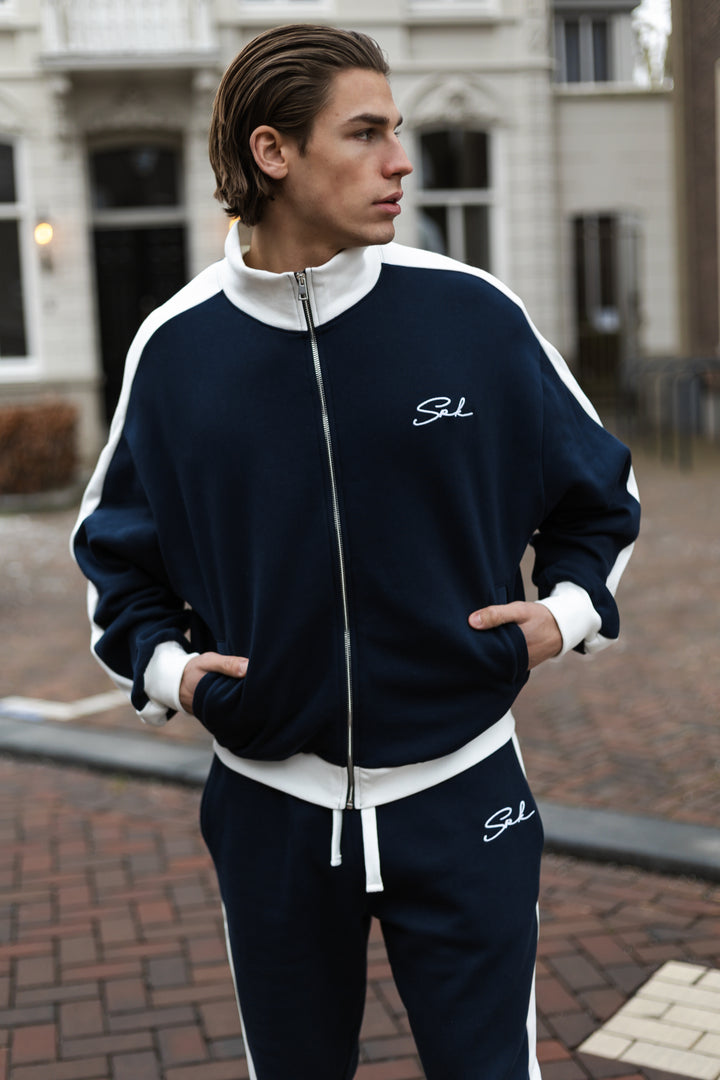 The ‘SRK Society’ High Neck Full Zip 'Navy & White'