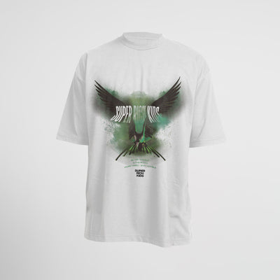 T-Shirt 'Highest in the Room' wit met groen